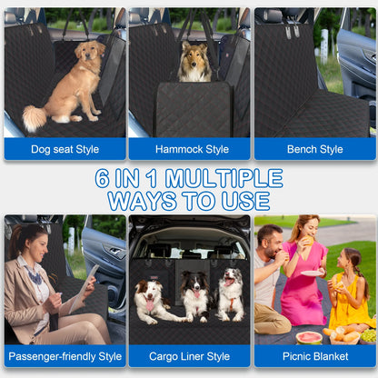 Dog Car Seat Cover for Back Seat, Waterproof Car Seat Protector for Dogs with Side Flaps, Scratchproof Dog Backseat Cover, Durable Nonslip Dog Hammock for Sedans, Trucks, Suvs, Standard