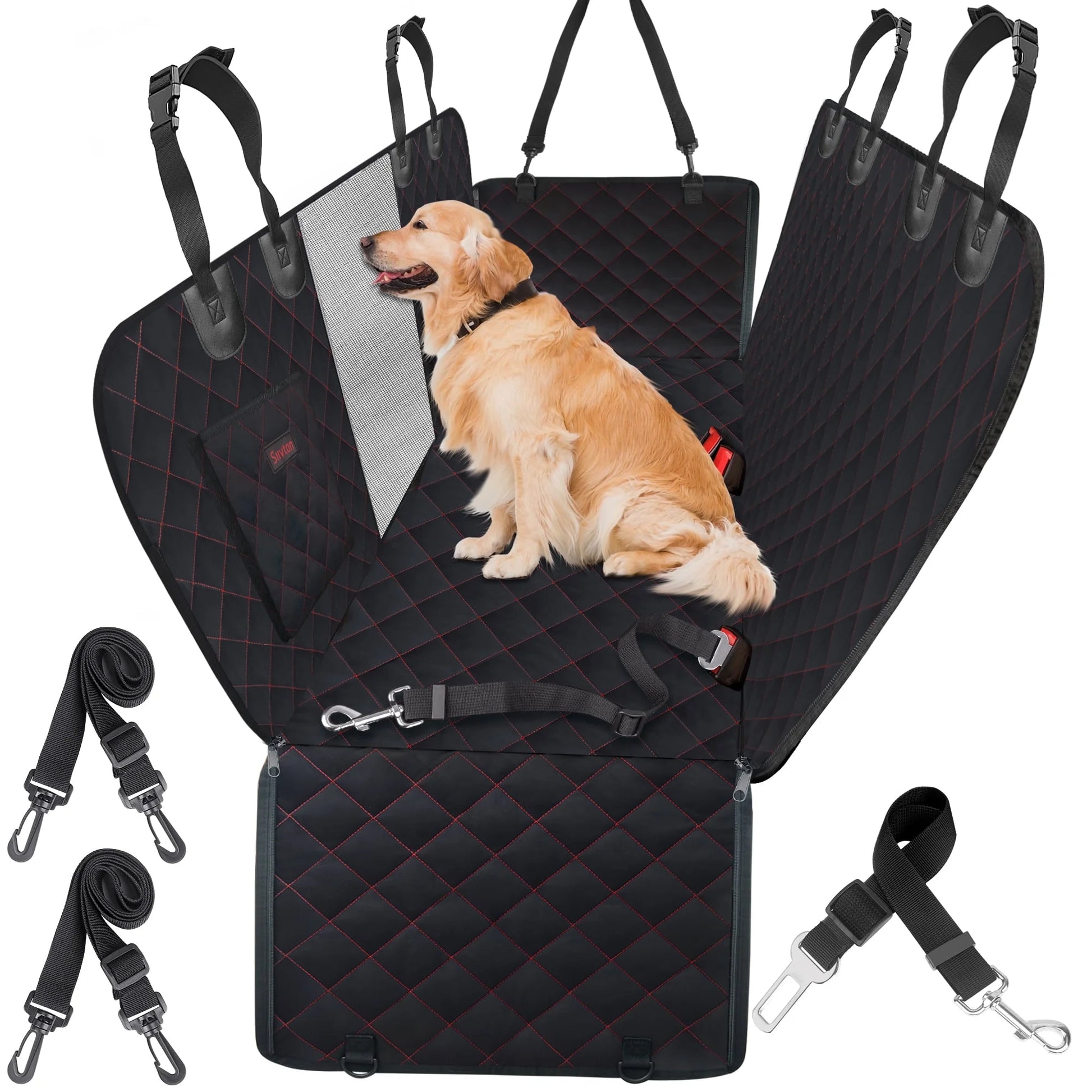 Dog Car Seat Cover for Back Seat, Waterproof Car Seat Protector for Dogs with Side Flaps, Scratchproof Dog Backseat Cover, Durable Nonslip Dog Hammock for Sedans, Trucks, Suvs, Standard